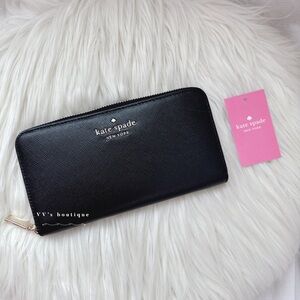 NWT Kate spade Staci Large Continental Wallet Black Gold WLR00130